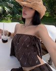 ROVENTE Brown Drawstring Wide-Leg Pants