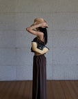 ROVENTE Brown Drawstring Wide-Leg Pants