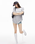 IAMXIAA 오버사이즈 워시드 그레이 티