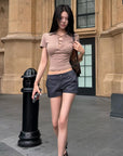 Hydrae 로우 라이즈 핀스트라이프 쇼츠