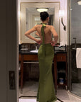 ROVENTE Robe longue dos nu en satin à fleurs