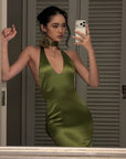ROVENTE Robe longue dos nu en satin à fleurs