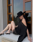 ROVENTE Sheer Draped Two-Piece Set Top and Skirt