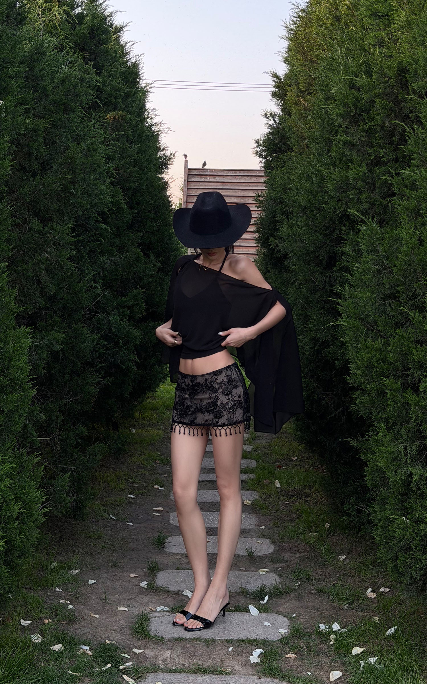 ROVENTE Lace Fringe Mini Skirt