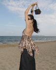 ROVENTE Leopard Beaded Handkerchief Camisole Top