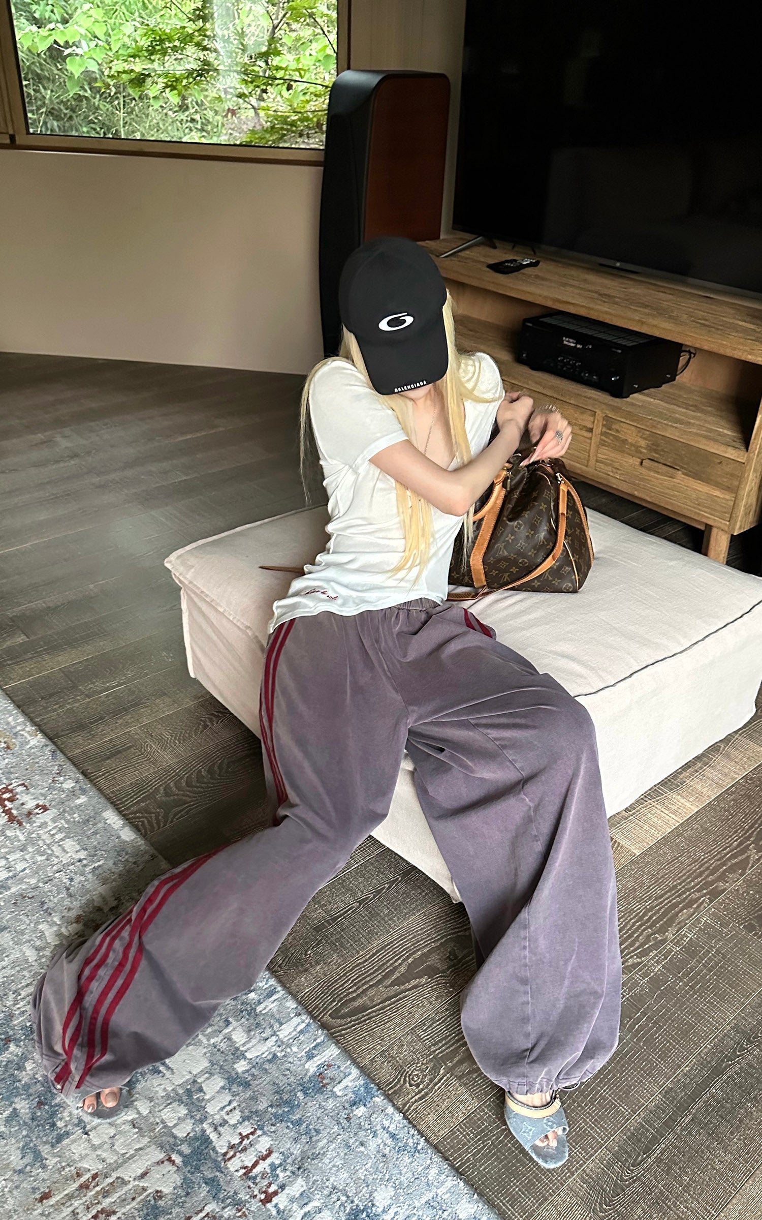 Rase le sol Washed Velvet-Feel Wide-Leg Track Pants
