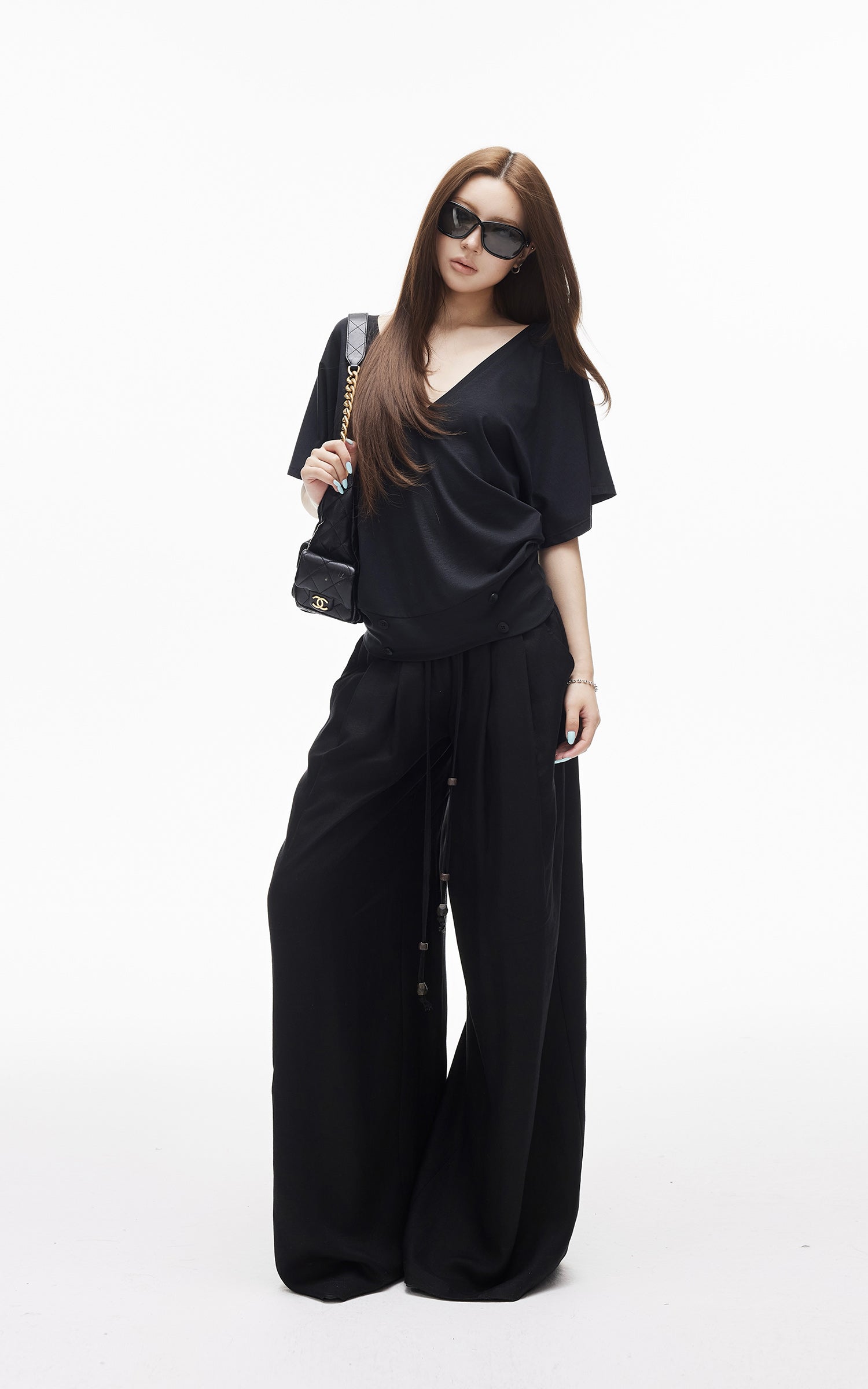 IAMXIAA 릴랙스드 플로우 와이드 레그 팬츠