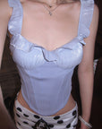 Hydrae Structured Off-Shoulder Ruffle Corset Bodice Sculpted Waist Top