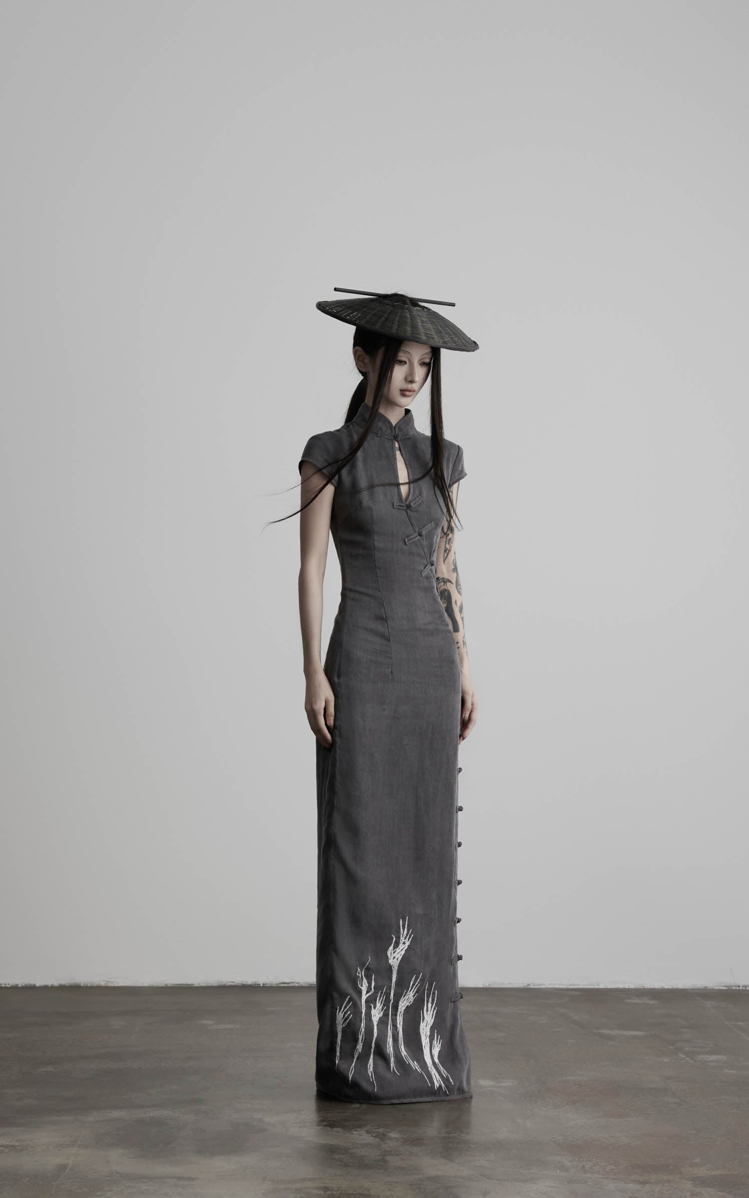 DOINDULGE Mandarin Collar Cheongsam Maxi Dress