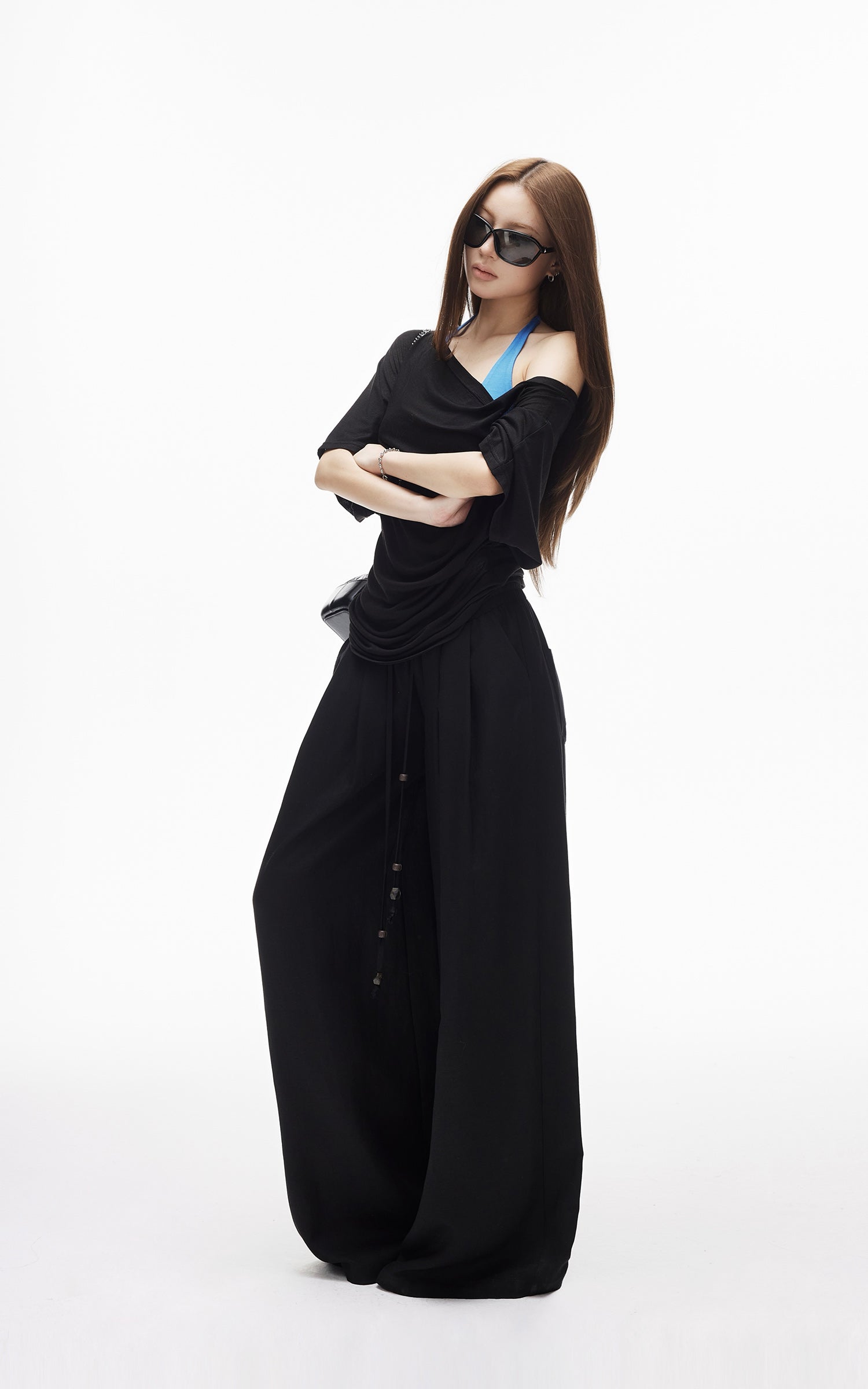 IAMXIAA 릴랙스드 플로우 와이드 레그 팬츠