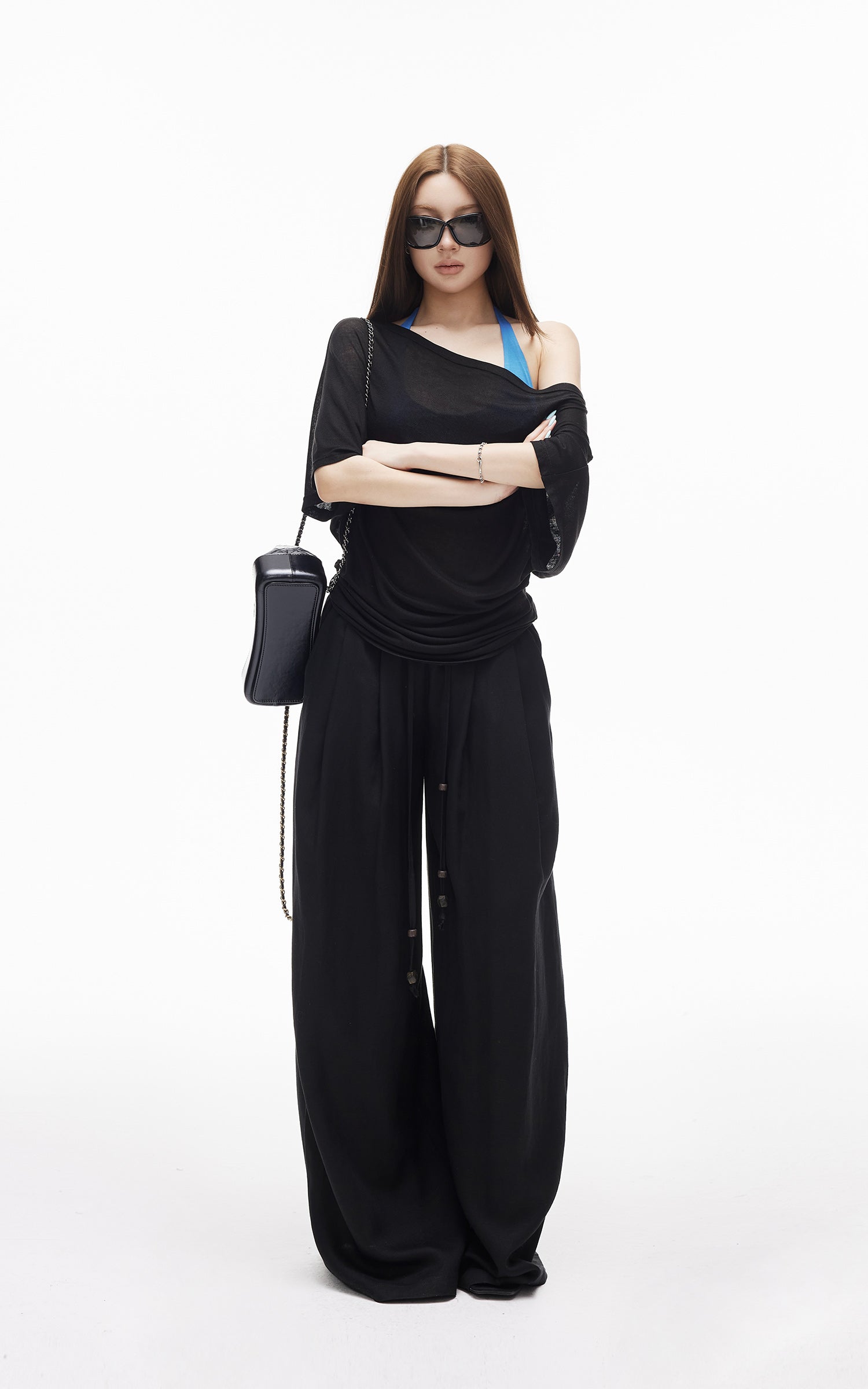 IAMXIAA 릴랙스드 플로우 와이드 레그 팬츠