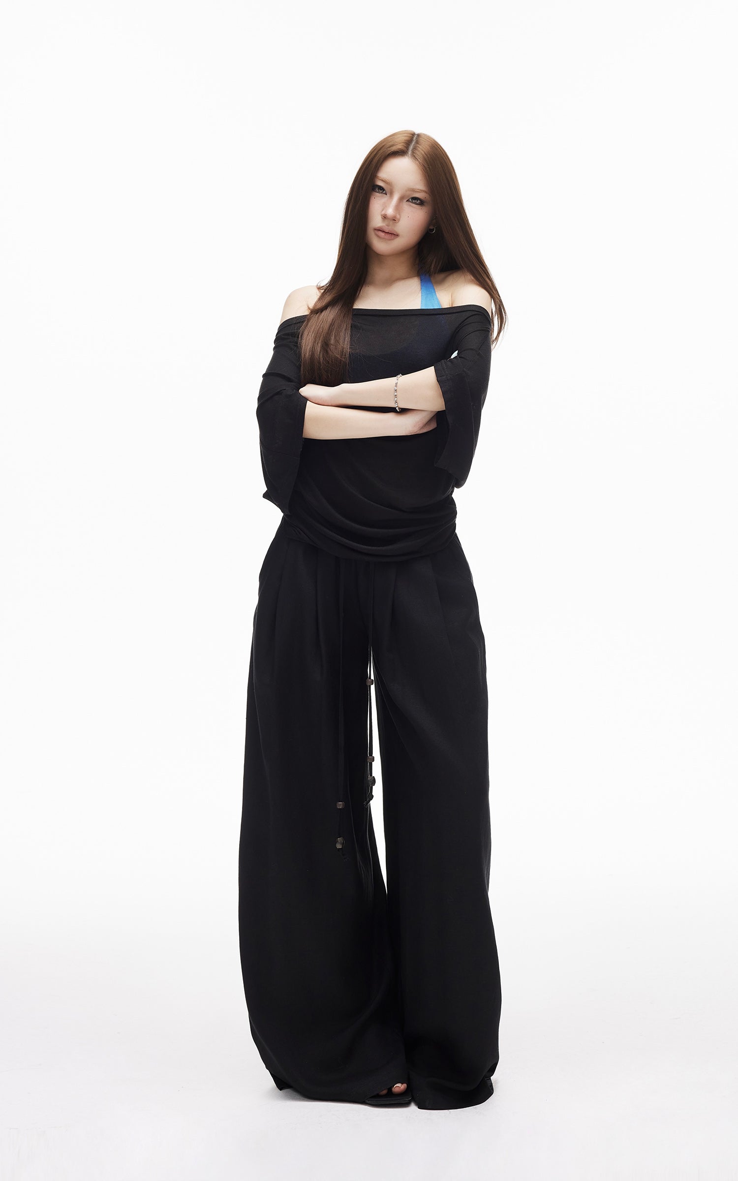 IAMXIAA 릴랙스드 플로우 와이드 레그 팬츠