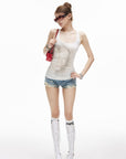 IAMXIAA Jean délavé taille basse Short