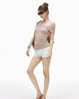 IAMXIAA Contrast Stitch Low-Rise Micro Shorts