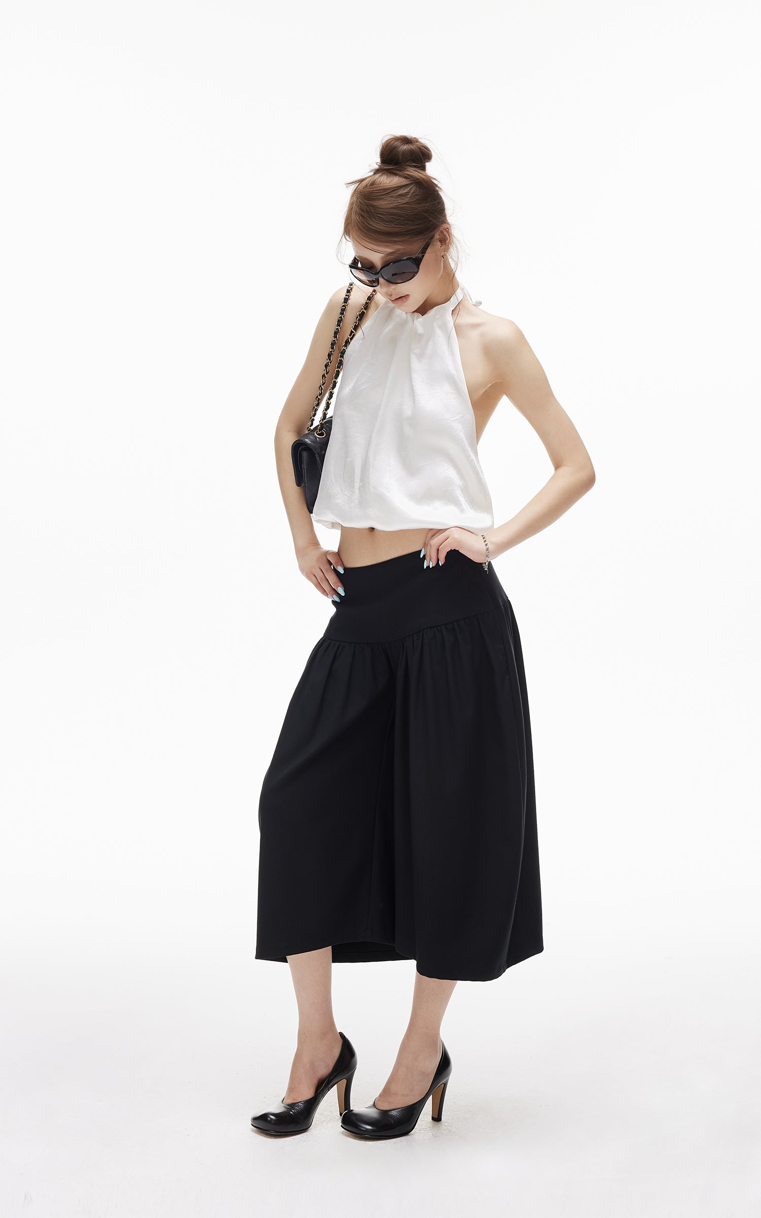 IAMXIAA Pantalon culotte ballon taille basse