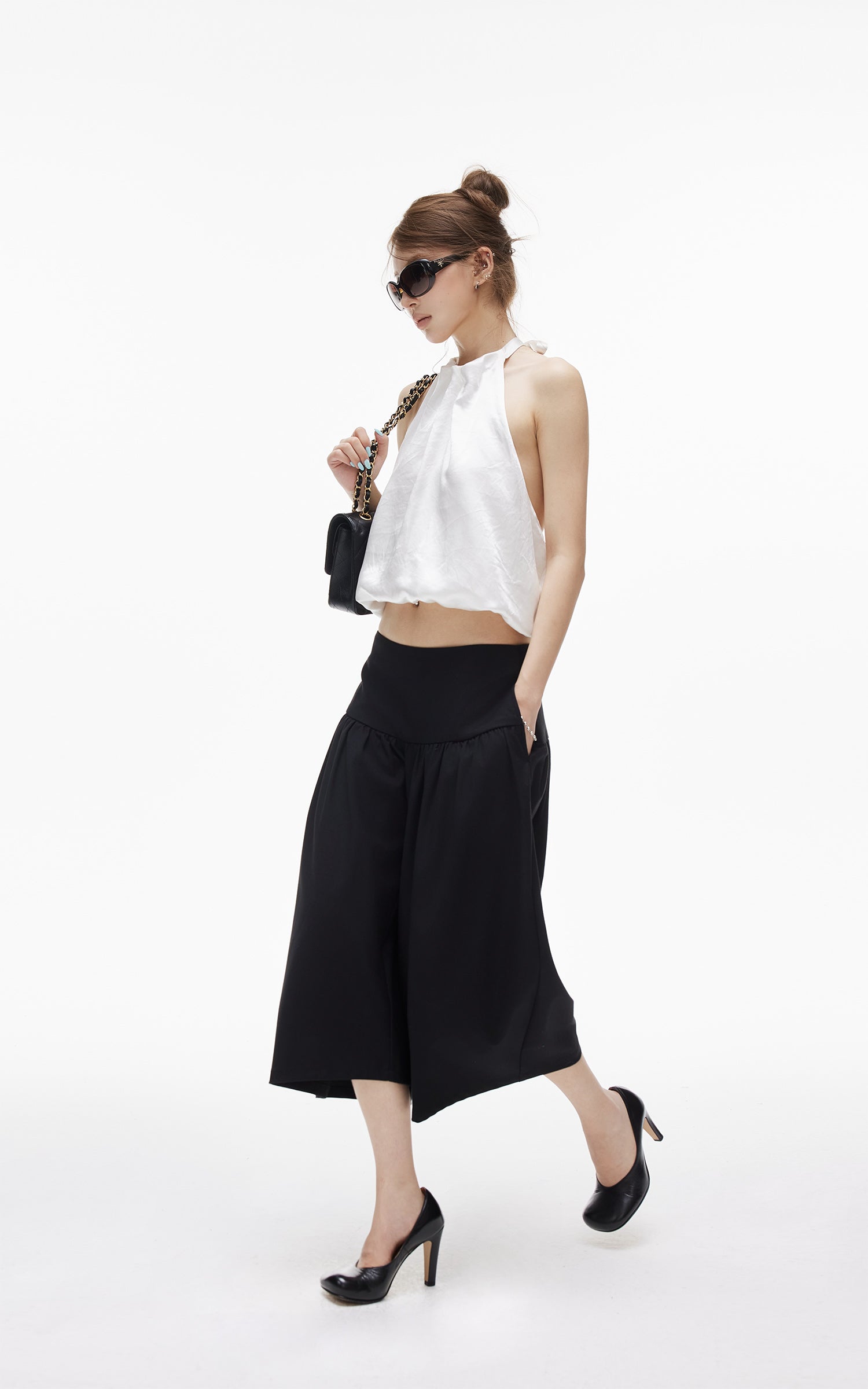 IAMXIAA Pantalon culotte ballon taille basse