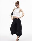 IAMXIAA Pantalon culotte ballon taille basse