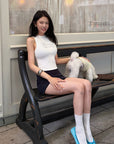 Hydrae 라인스톤 로고 핏 탱크탑 탑