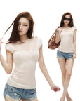IAMXIAA Jean délavé taille basse Short