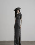 DOINDULGE Mandarin Collar Cheongsam Maxi Dress