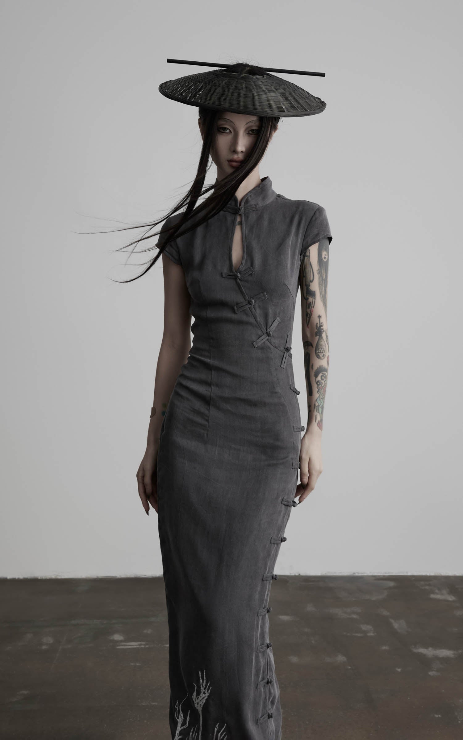 DOINDULGE Mandarin Collar Cheongsam Maxi Dress