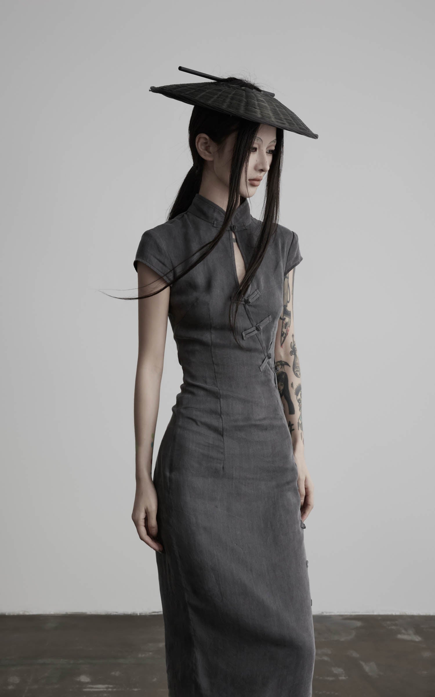 DOINDULGE Mandarin Collar Cheongsam Maxi Dress