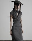 DOINDULGE Mandarin Collar Cheongsam Maxi Dress