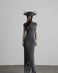 DOINDULGE Mandarin Collar Cheongsam Maxi Dress