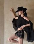 ROVENTE Lace Fringe Mini Skirt