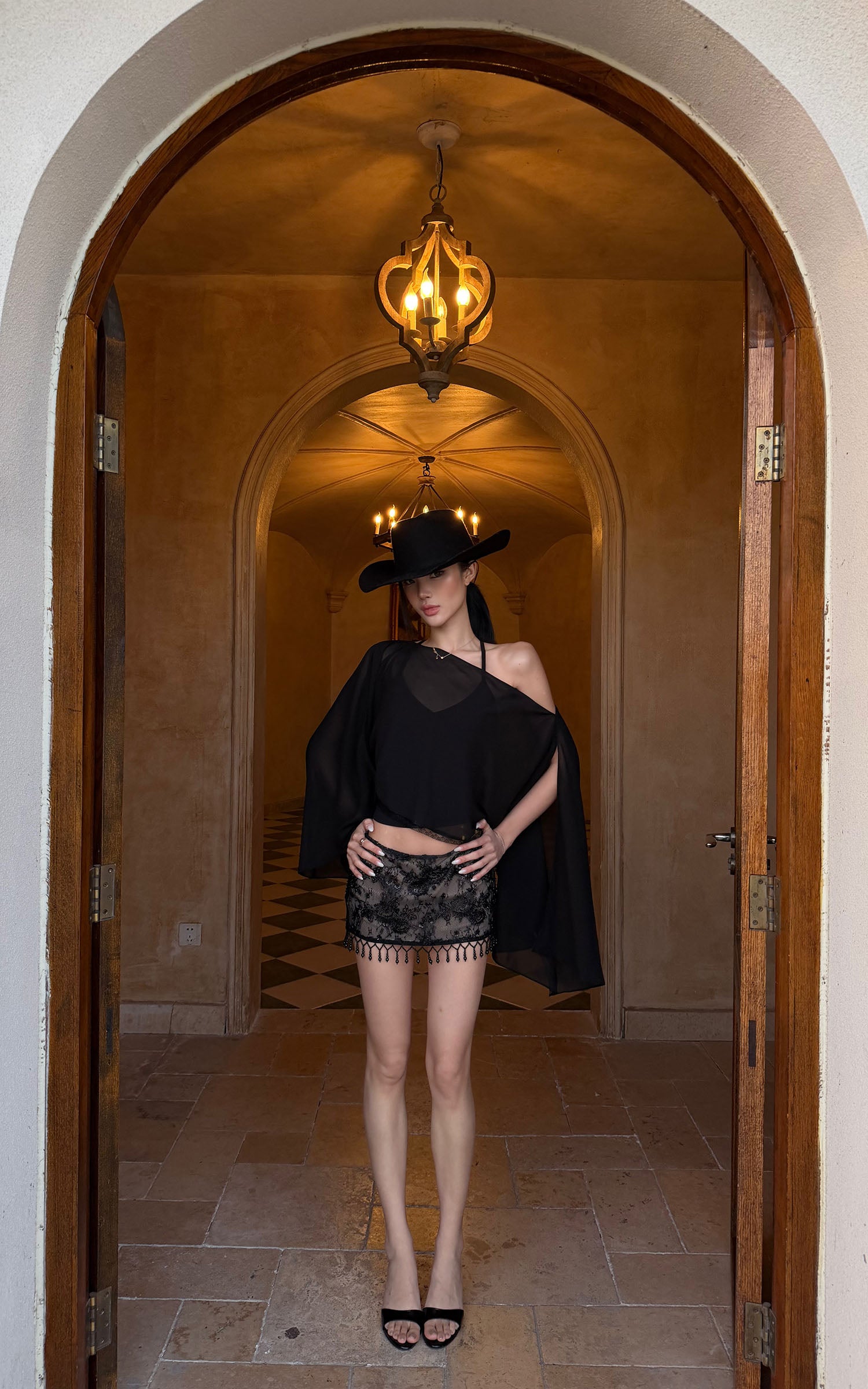 ROVENTE Lace Fringe Mini Skirt