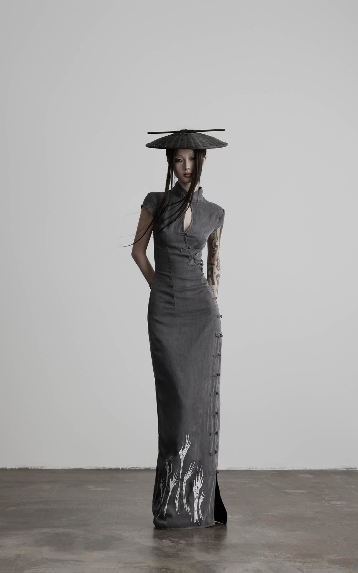 DOINDULGE Mandarin Collar Cheongsam Maxi Dress