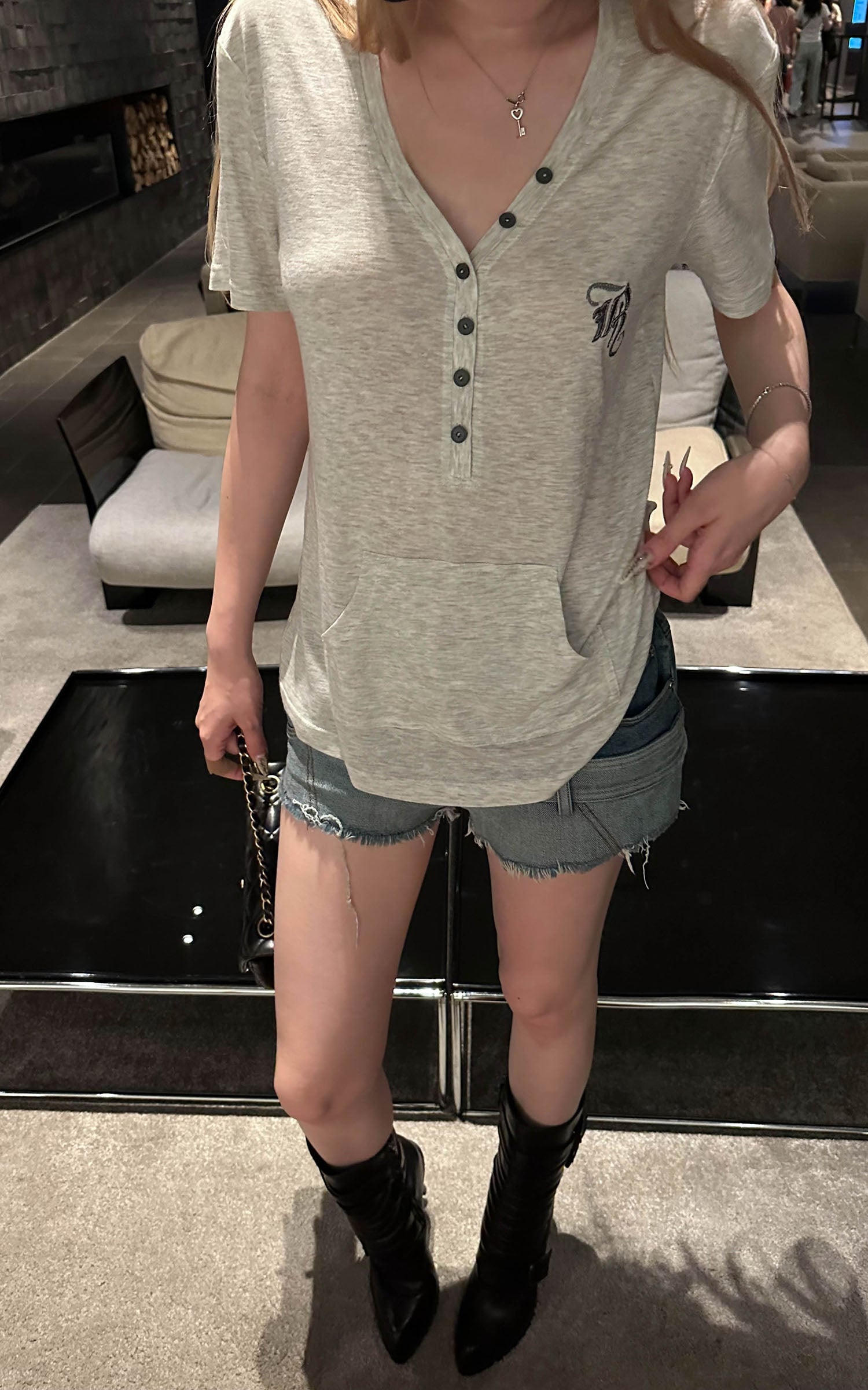 Rase le sol Washed Henley Jersey T-Shirt