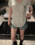 Rase le sol Washed Henley Jersey T-Shirt