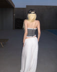 Rase le sol White Draped Wide-Leg Drawstring Pants