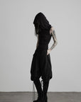 DOINDULGE Hooded Draped Sleeveless Knit Top