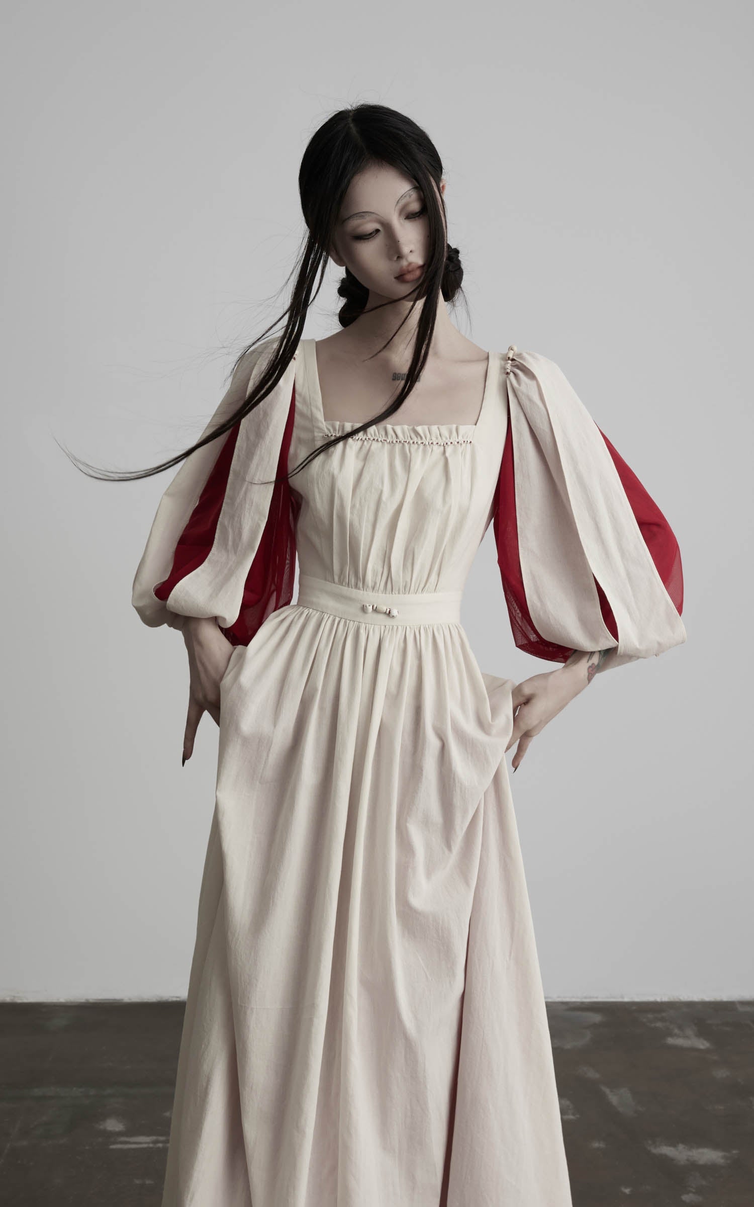 DOINDULGE Square Neck Puff Sleeve Maxi Dress