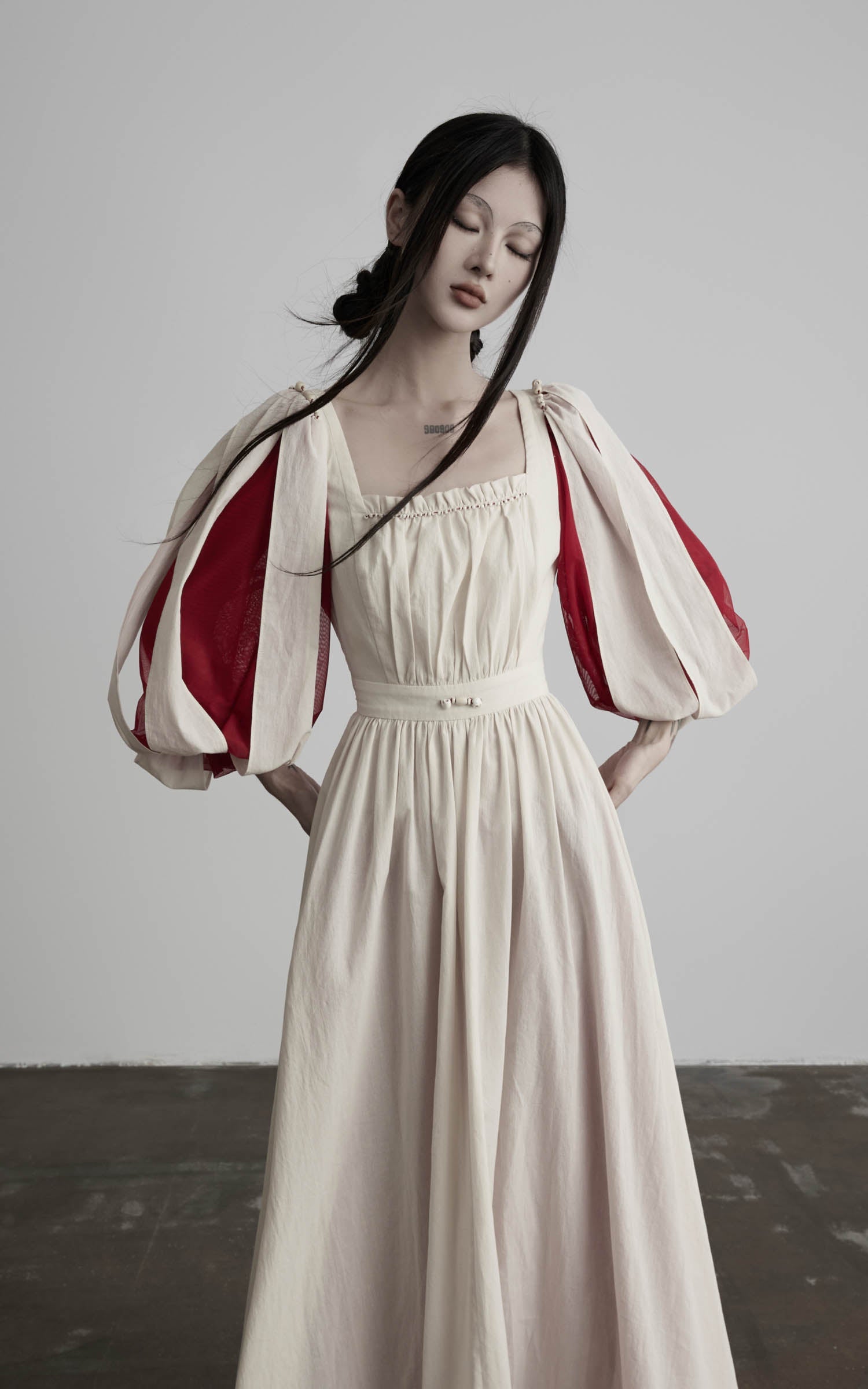 DOINDULGE Square Neck Puff Sleeve Maxi Dress
