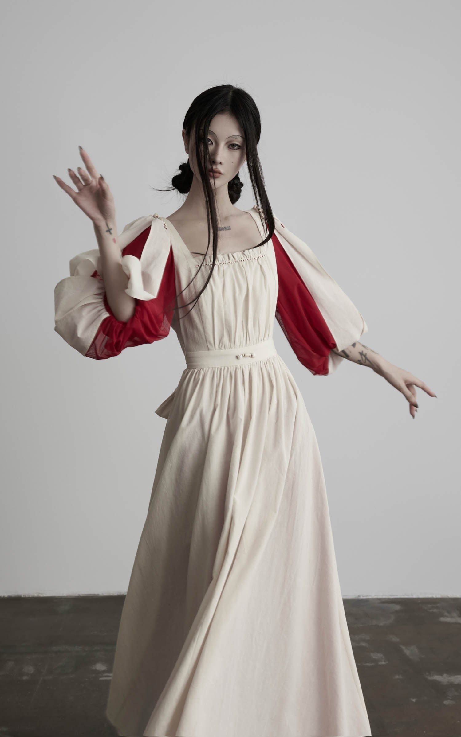 DOINDULGE Square Neck Puff Sleeve Maxi Dress