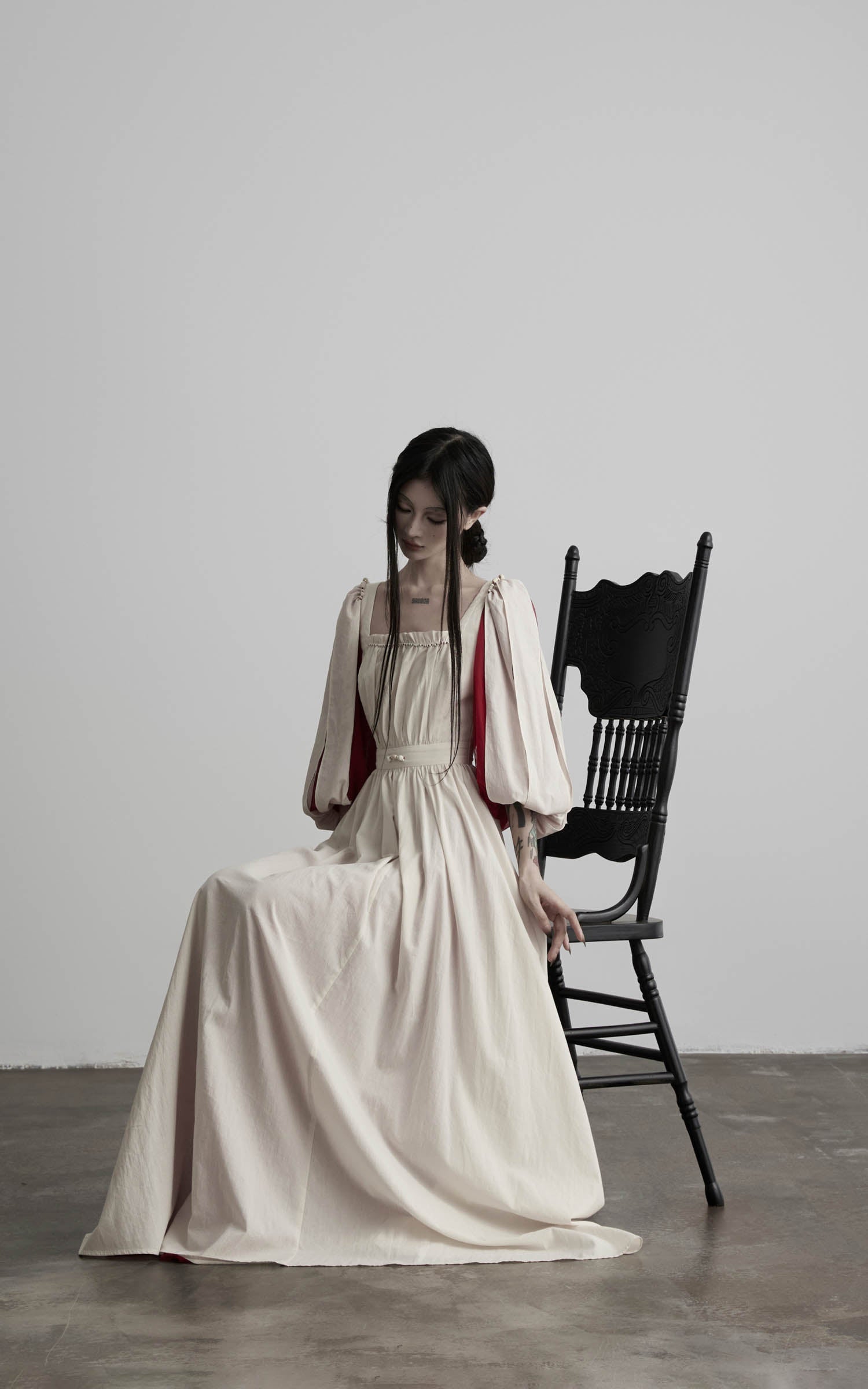 DOINDULGE Square Neck Puff Sleeve Maxi Dress