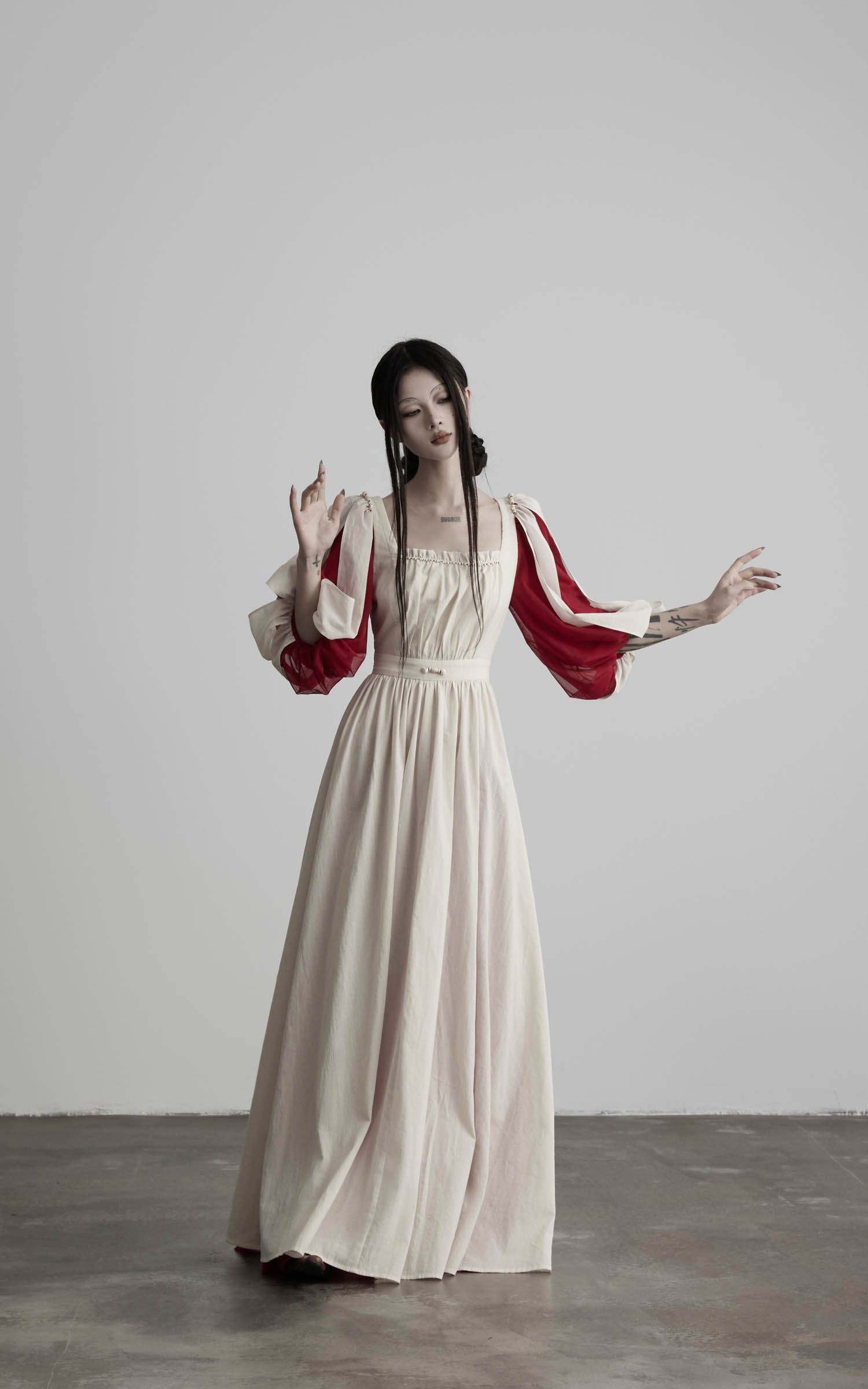 DOINDULGE Square Neck Puff Sleeve Maxi Dress