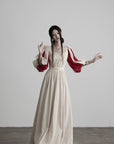 DOINDULGE Square Neck Puff Sleeve Maxi Dress