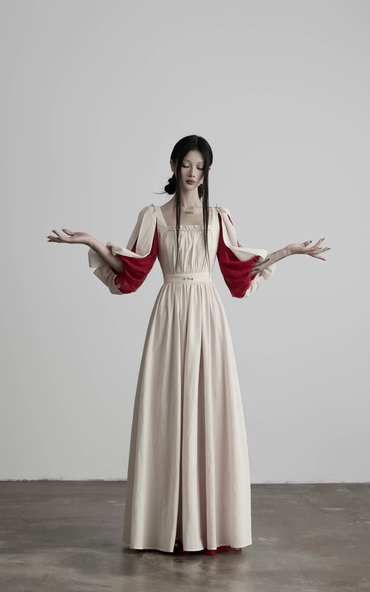 DOINDULGE Square Neck Puff Sleeve Maxi Dress