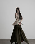 DOINDULGE Draped Wrap Waist Maxi Skirt