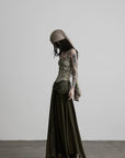 DOINDULGE Draped Wrap Waist Maxi Skirt
