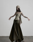DOINDULGE Draped Wrap Waist Maxi Skirt