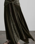DOINDULGE Draped Wrap Waist Maxi Skirt