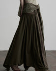 DOINDULGE Draped Wrap Waist Maxi Skirt