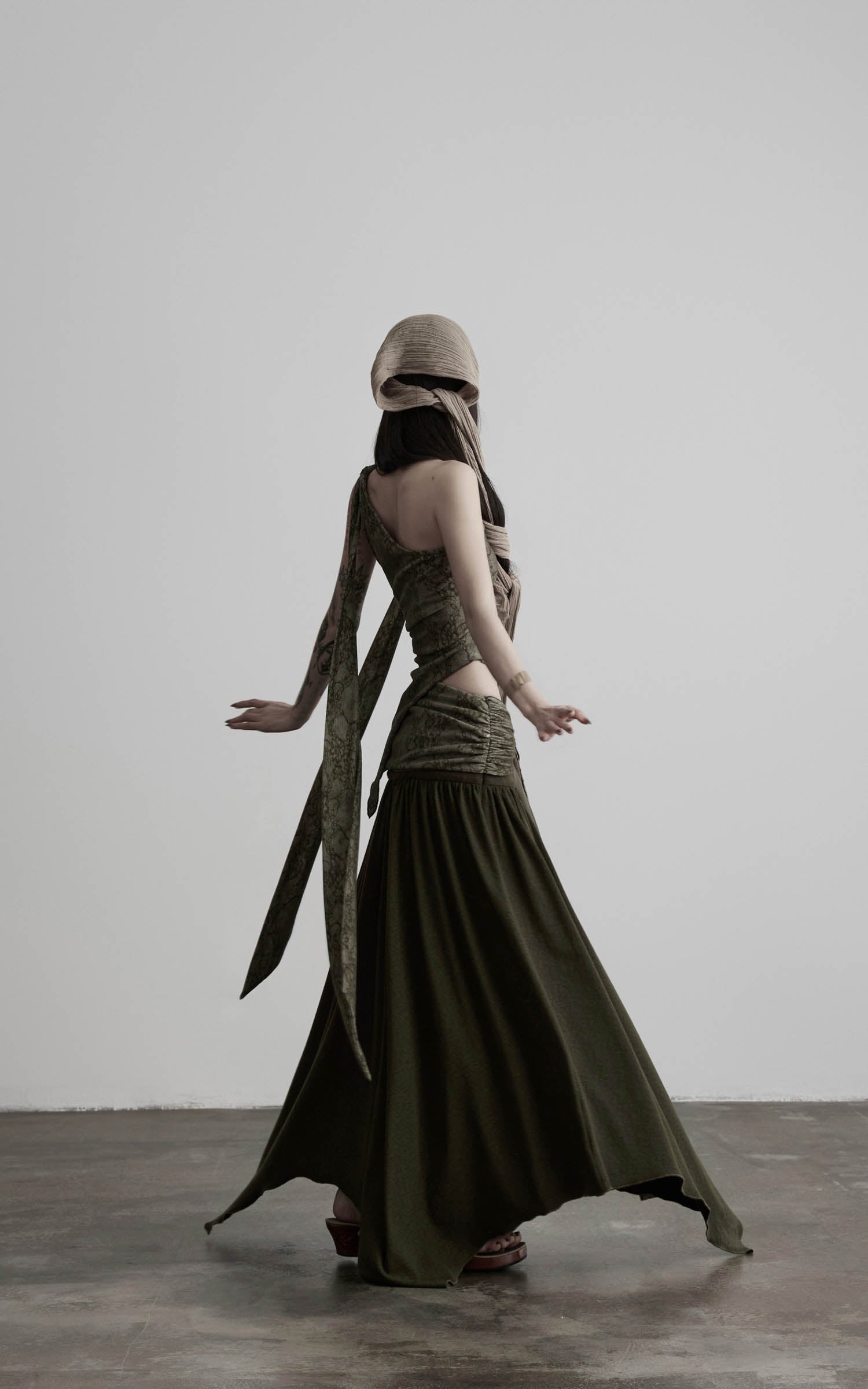 DOINDULGE Draped Wrap Waist Maxi Skirt