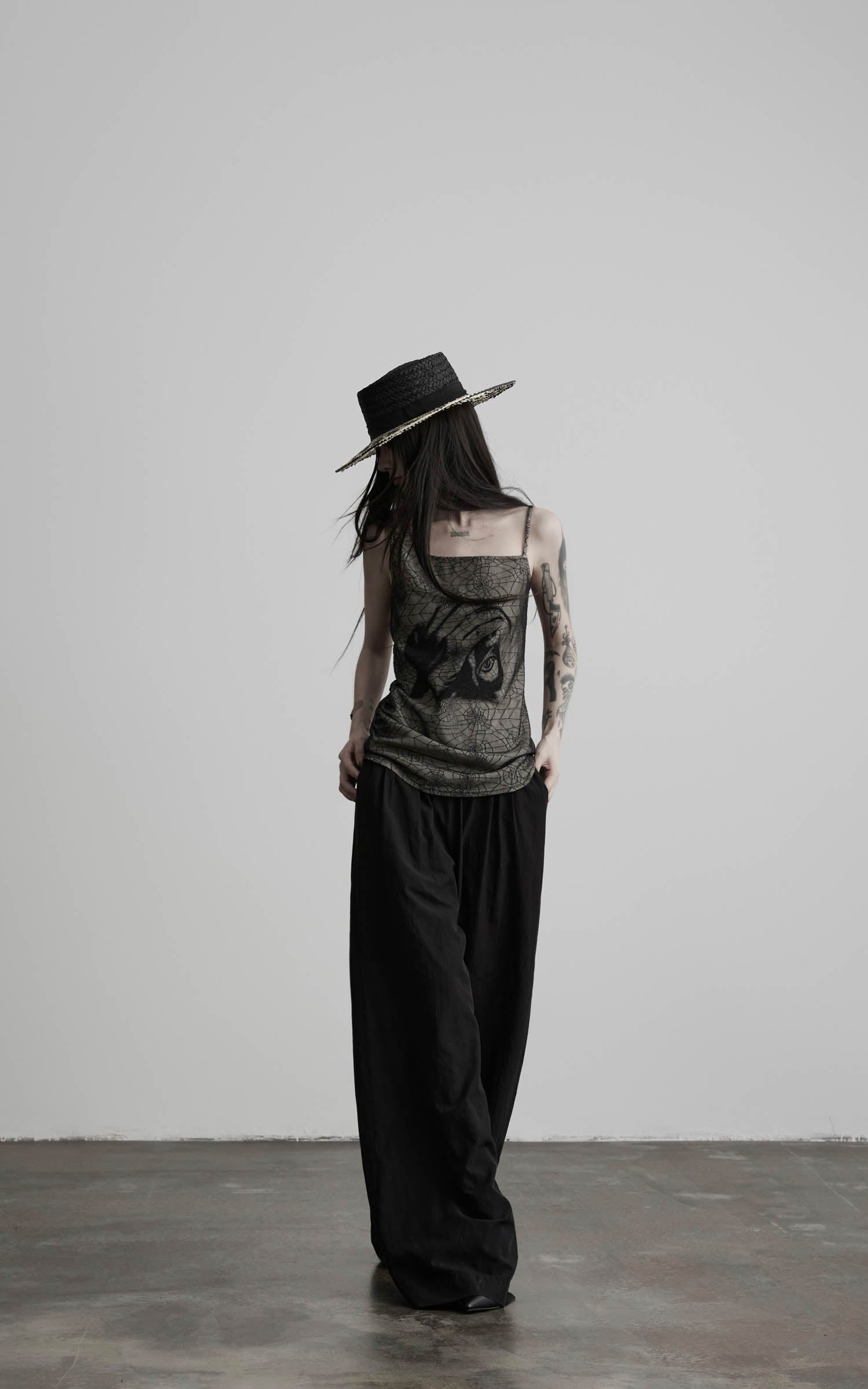 DOINDULGE Spider Web Mesh Cami Top