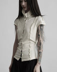 DOINDULGE Mock Neck Button Front Knit Top